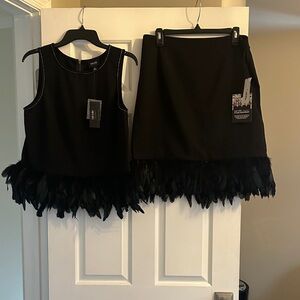 Nicole Black Feather Embellished Ensemble